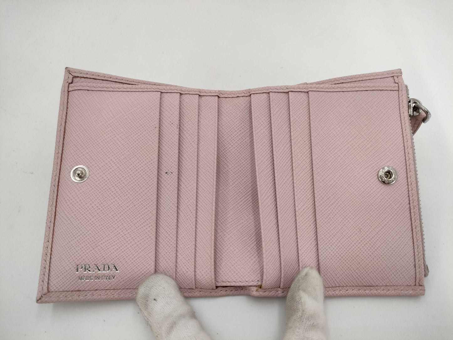 PRADA Saffiano Compact Wallet, Bi-fold Wallet, Pink