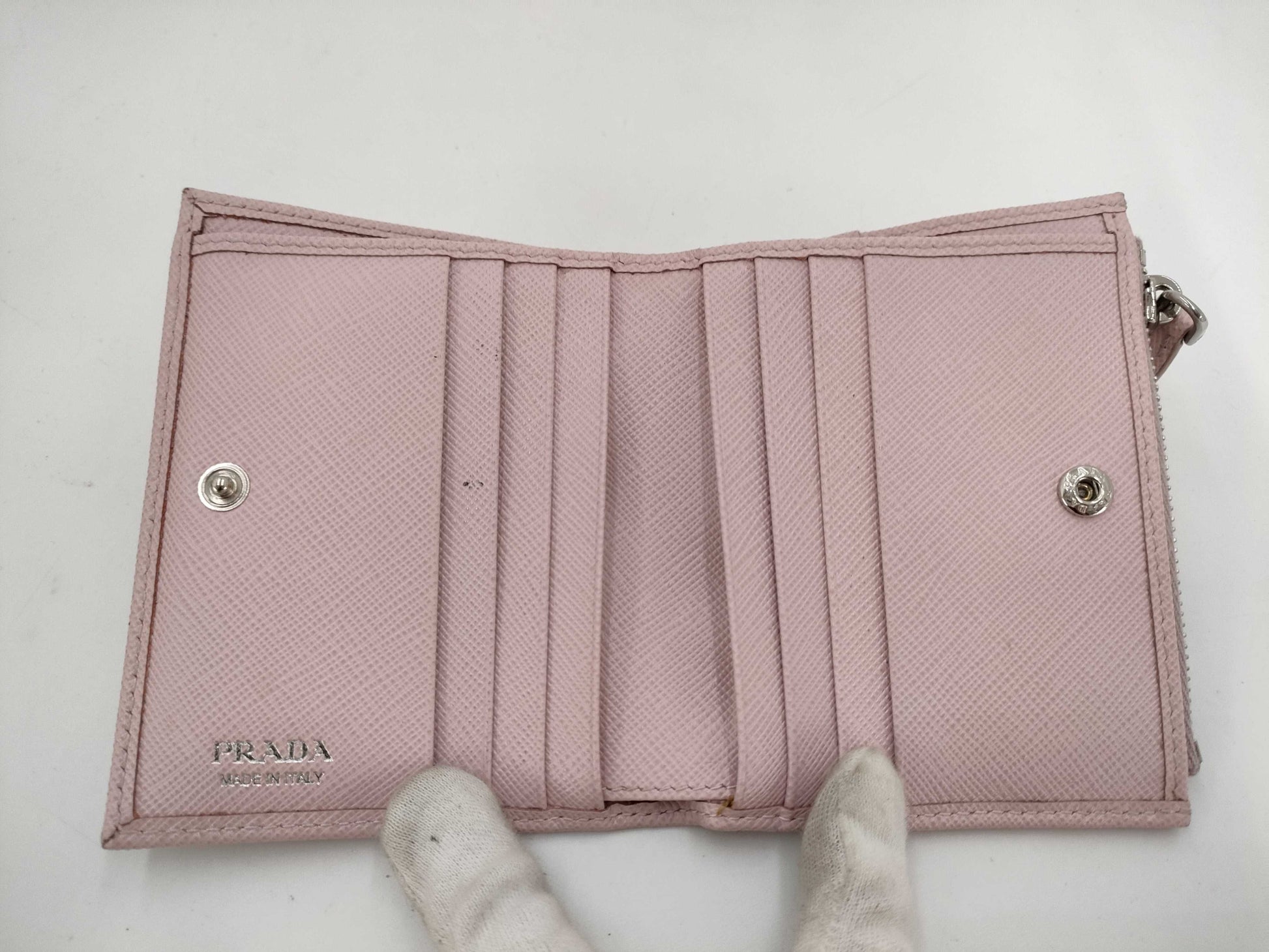PRADA Saffiano Compact Wallet, Bi-fold Wallet, Pink