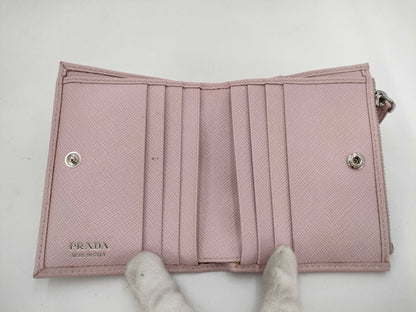 PRADA Saffiano Compact Wallet, Bi-fold Wallet, Pink