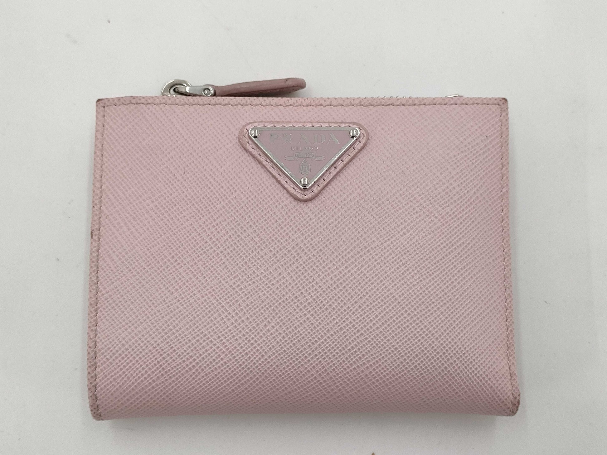 PRADA Saffiano Compact Wallet, Bi-fold Wallet, Pink