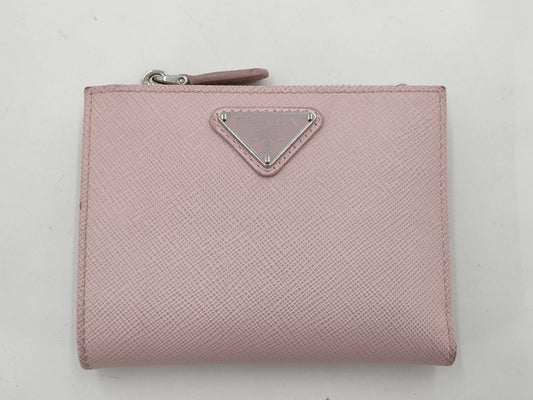 PRADA Saffiano Compact Wallet, Bi-fold Wallet, Pink