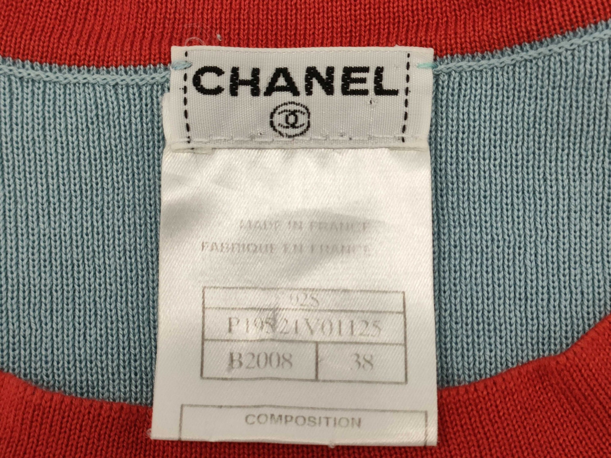 CHANEL Short Sleeve Knit Top with Coco Mark, Size 38
