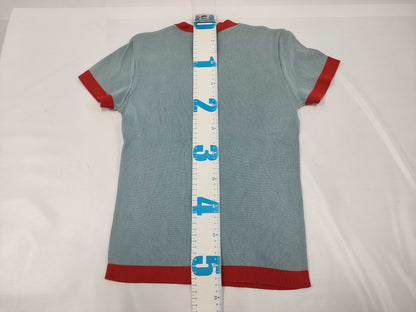 CHANEL Short Sleeve Knit Top with Coco Mark, Size 38