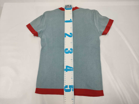 CHANEL Short Sleeve Knit Top with Coco Mark, Size 38