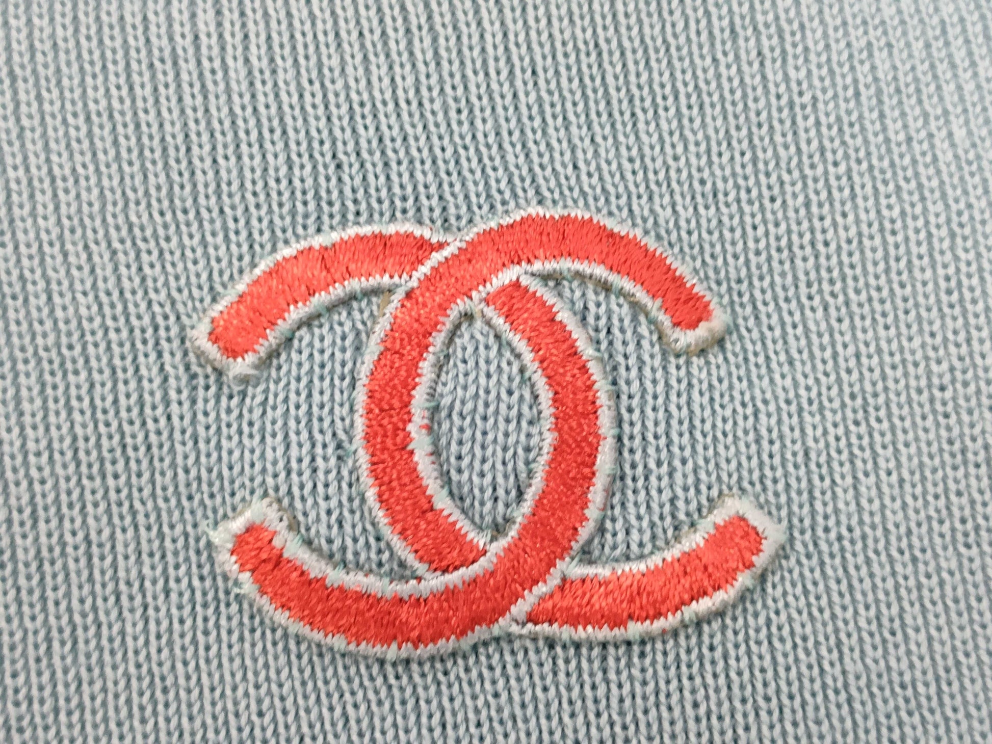 CHANEL Short Sleeve Knit Top with Coco Mark, Size 38