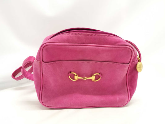 GUCCI 007-3444-0221 Suede Shoulder Bag Pink