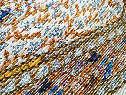 HERMES Carré CHASSE EN INDE Indian Hunting Pleated Scarf