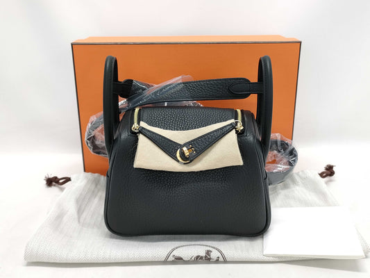 HERMES Lindy Mini Taurillon GD K Stamp Shoulder Bag