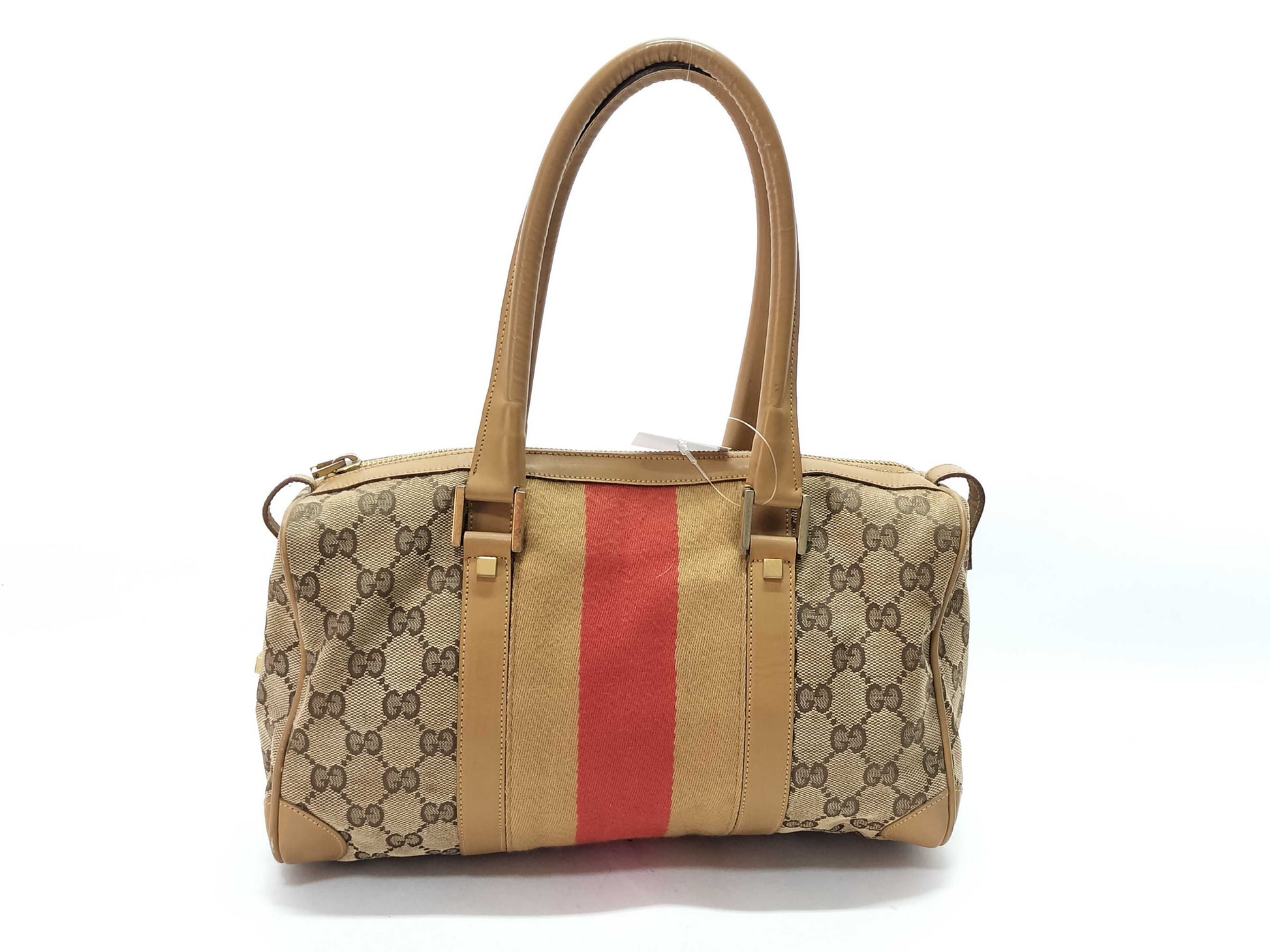 GUCCI GG Canvas 001-0851 002122 Boston Bag with Detached Zipper Top