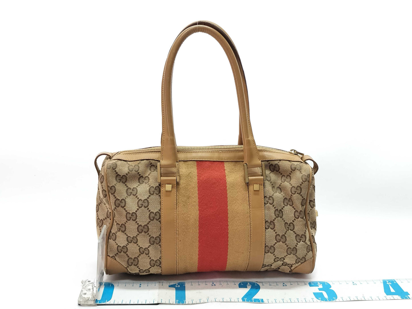 GUCCI GG Canvas 001-0851 002122 Boston Bag with Detached Zipper Top