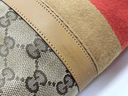 GUCCI GG Canvas 001-0851 002122 Boston Bag with Detached Zipper Top