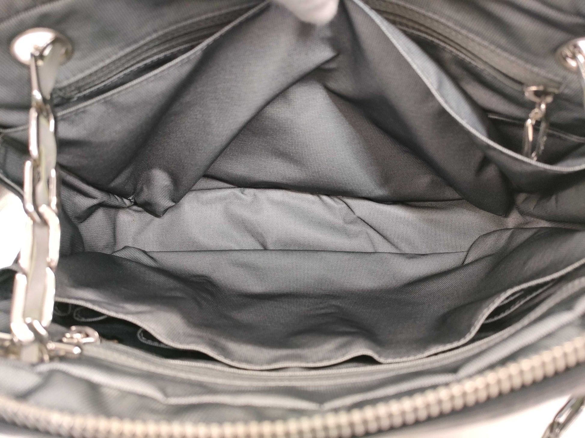 CHANEL Lambskin Mademoiselle Coco Charm Silver Tote Bag