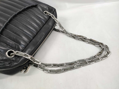 CHANEL Lambskin Mademoiselle Coco Charm Silver Tote Bag