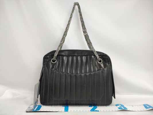 CHANEL Lambskin Mademoiselle Coco Charm Silver Tote Bag