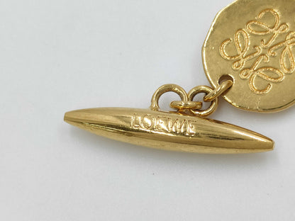 LOEWE Gold Bracelet with Rhinestones / T-Bar / One Ring Broken Bracelet/Bangle