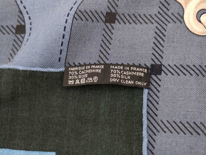 HERMES Carre Jean 140 / Serie / Cashmere Silk / Navy Scarf