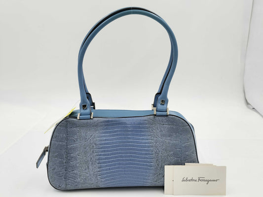 Salvatore Ferragamo Handbag/Python/Blue Handbag