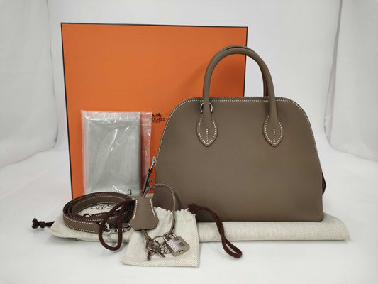 HERMES Bolide 25 Epsom Etoupe Silver Hardware [Stamp] B Handbag