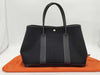 HERMES Garden Party Toile Officier Tote Bag in Black with Sterling Silver Hardware and I Stamp