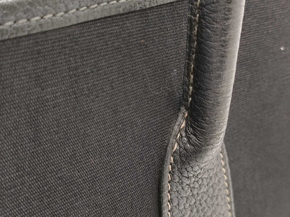 HERMES Garden Party Toile Officier Tote Bag in Black with Sterling Silver Hardware and I Stamp