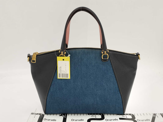 COACH 28900 Denim x Leather 2-Way Handbag