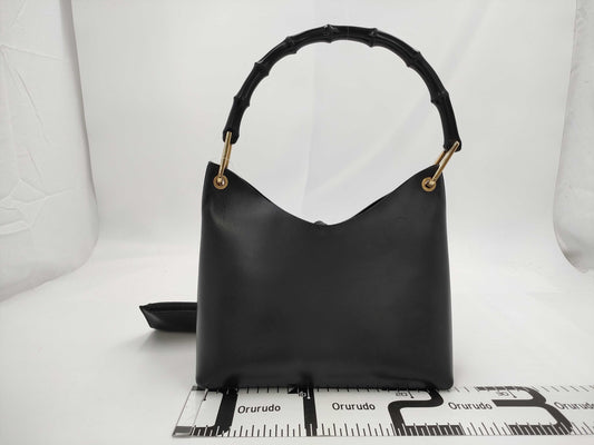 GUCCI Bamboo Semi-Shoulder Leather 001 1998 1883 Shoulder Bag