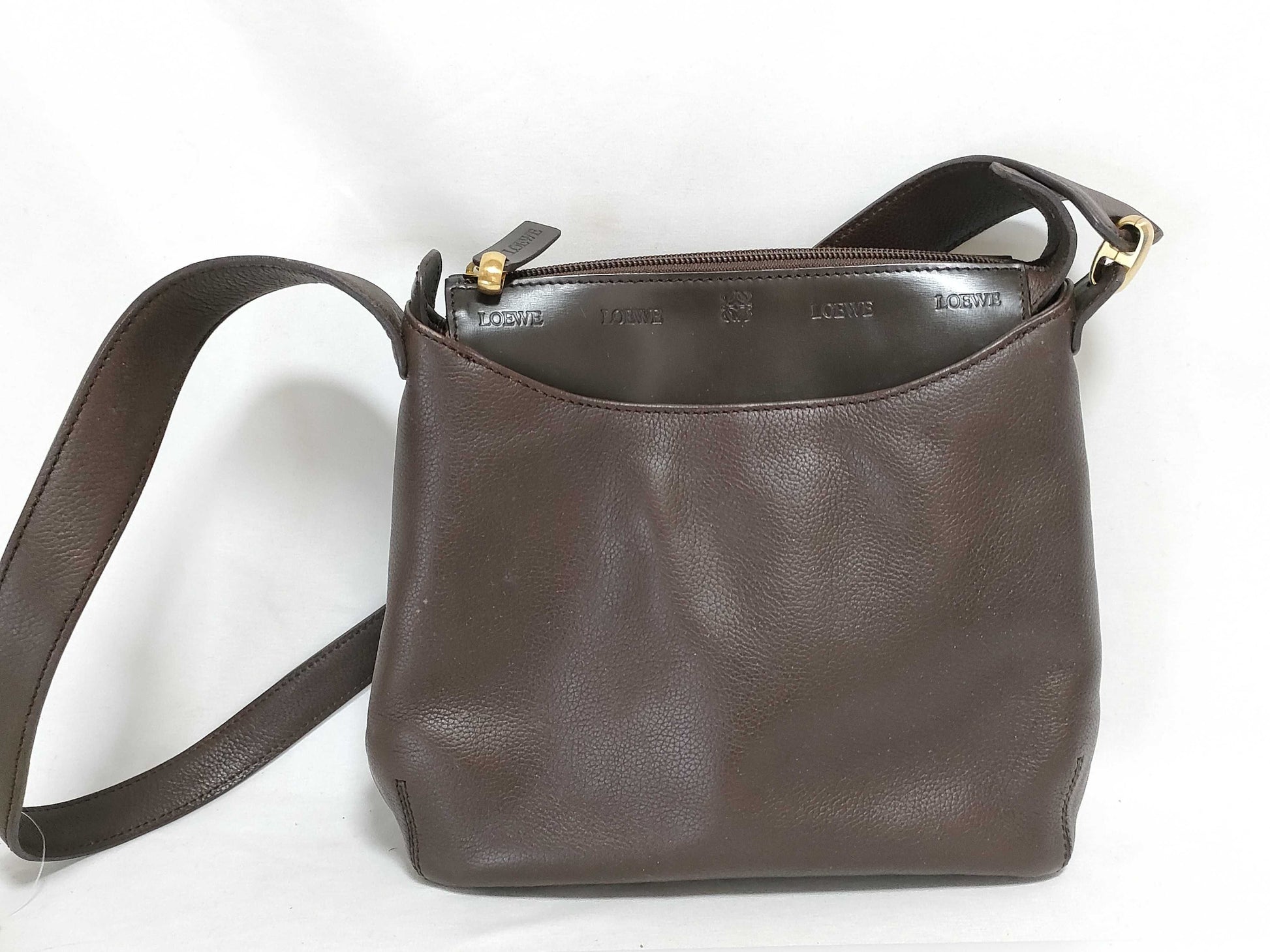 LOEWE Leather One-Shoulder Logo Shoulder Bag