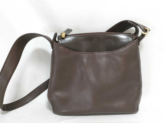 LOEWE Leather One-Shoulder Logo Shoulder Bag