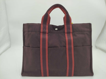 HERMES Foul Tote MM Tote Bag Red x Brown Tote Bag