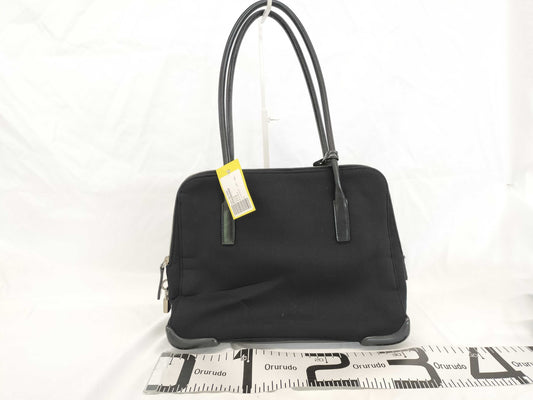 PRADA nylon tote bag, leather black tote bag