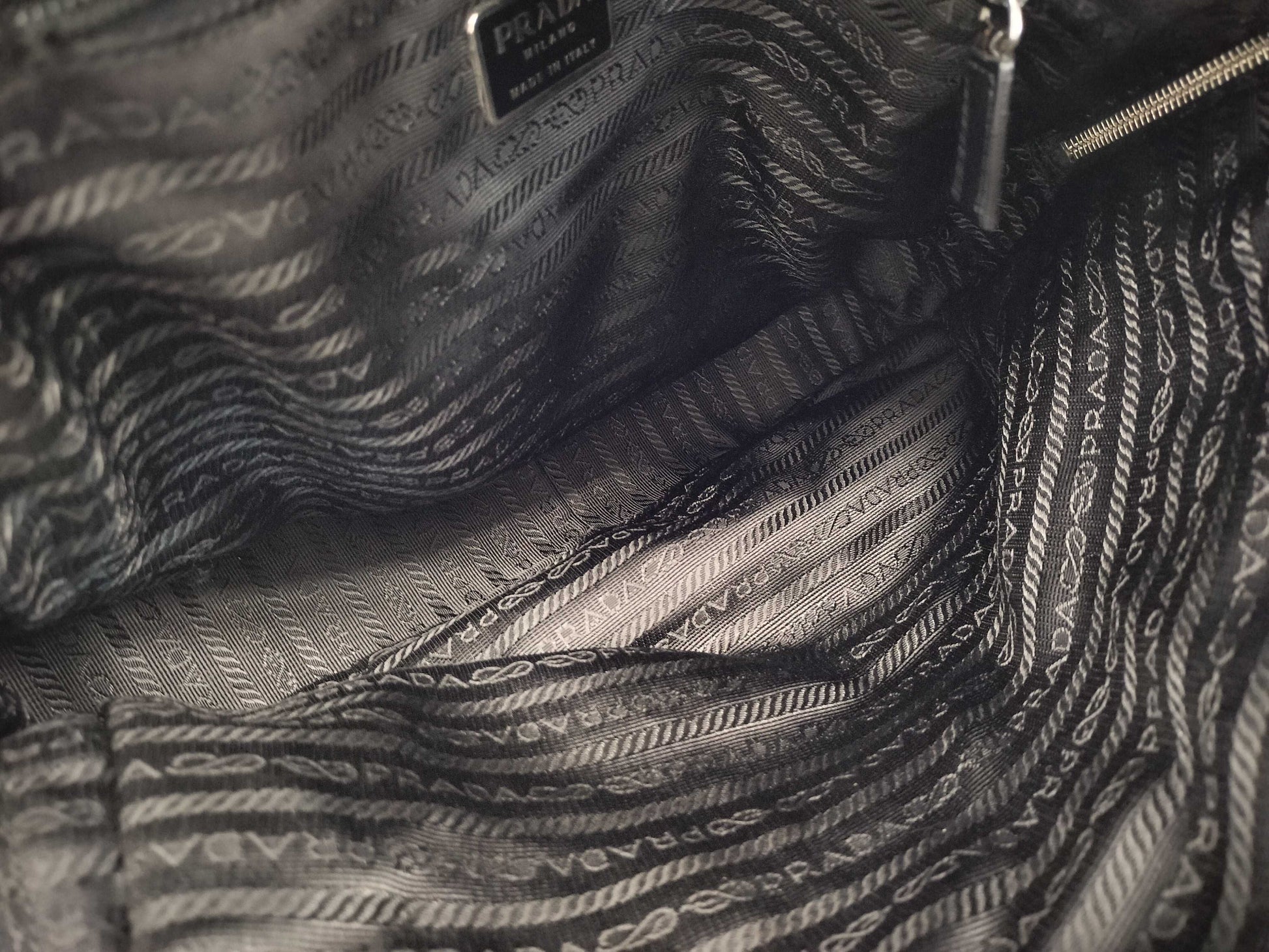 PRADA nylon tote bag, leather black tote bag