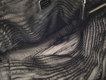 PRADA nylon tote bag, leather black tote bag