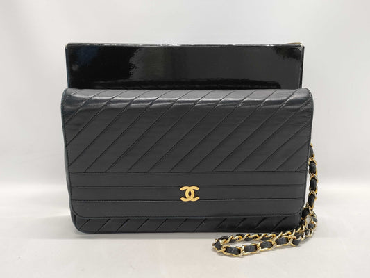 CHANEL Lambskin Mademoiselle/Push Lock/Chain Shoulder Bag