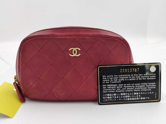 CHANEL Lambskin Matelasse Pouch