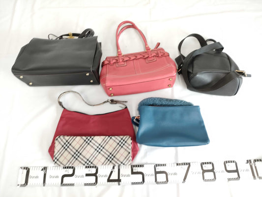 5-piece handbag set including Coach, Samantha Thavasa, Burberry, etc.