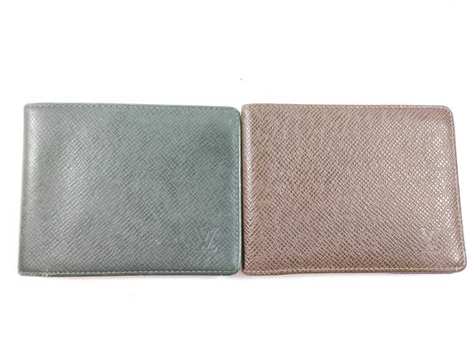 LOUIS VUITTON Taiga Bifold Wallet Brown/Green 2-Piece Billfold