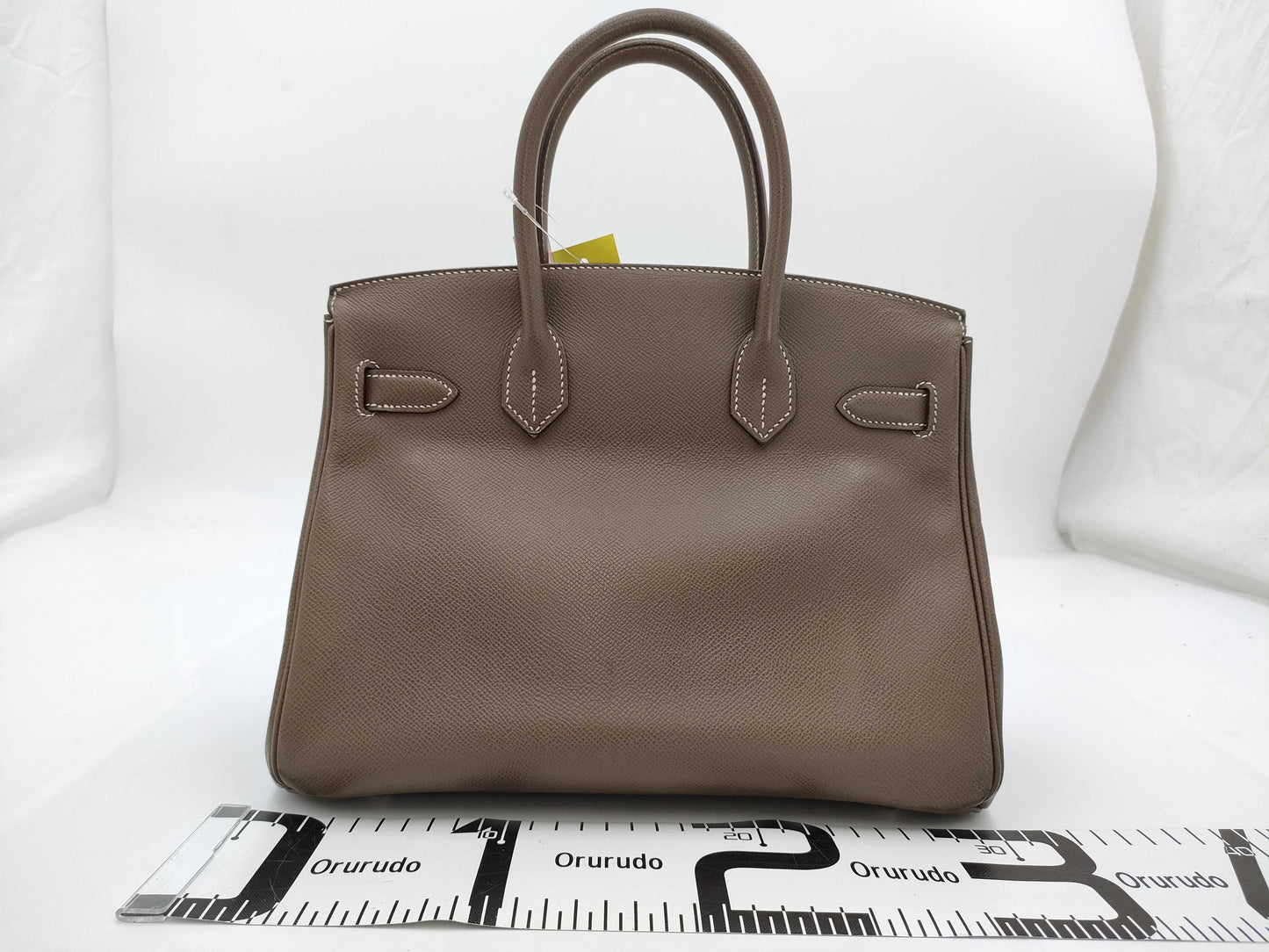 HERMES Birkin 30 Etoupe Epson Silver Hardware □Q Stamp Handbag