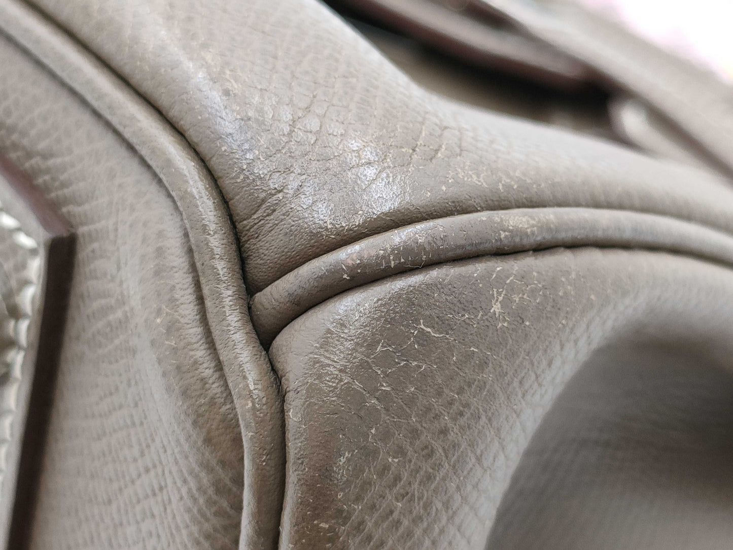 HERMES Birkin 30 Etoupe Epson Silver Hardware □Q Stamp Handbag