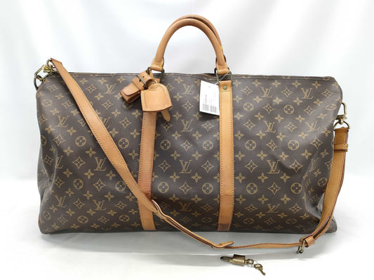 LOUIS VUITTON VI8911 Monogram M41412 Keepall Bandouliere 60 Sterling Silver Boston Bag with Padlock