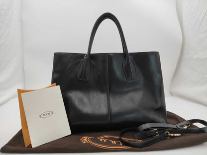 TOD'S Leather / 2-Way Bag / with ST / Black / Condition Considered Tote Bag