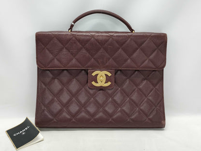 CHANEL Caviar Skin Coco Mark Briefcase with Gold Hardware Handbag
