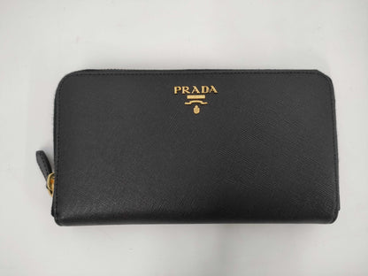 PRADA Saffiano Logo Long Wallet Black Wallet