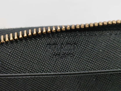 PRADA Saffiano Logo Long Wallet Black Wallet