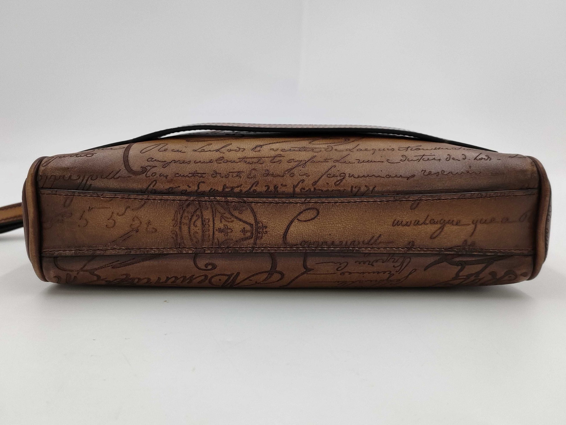 Berluti Rosewood Scritto Leather Pouch Bag