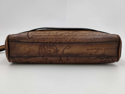 Berluti Rosewood Scritto Leather Pouch Bag
