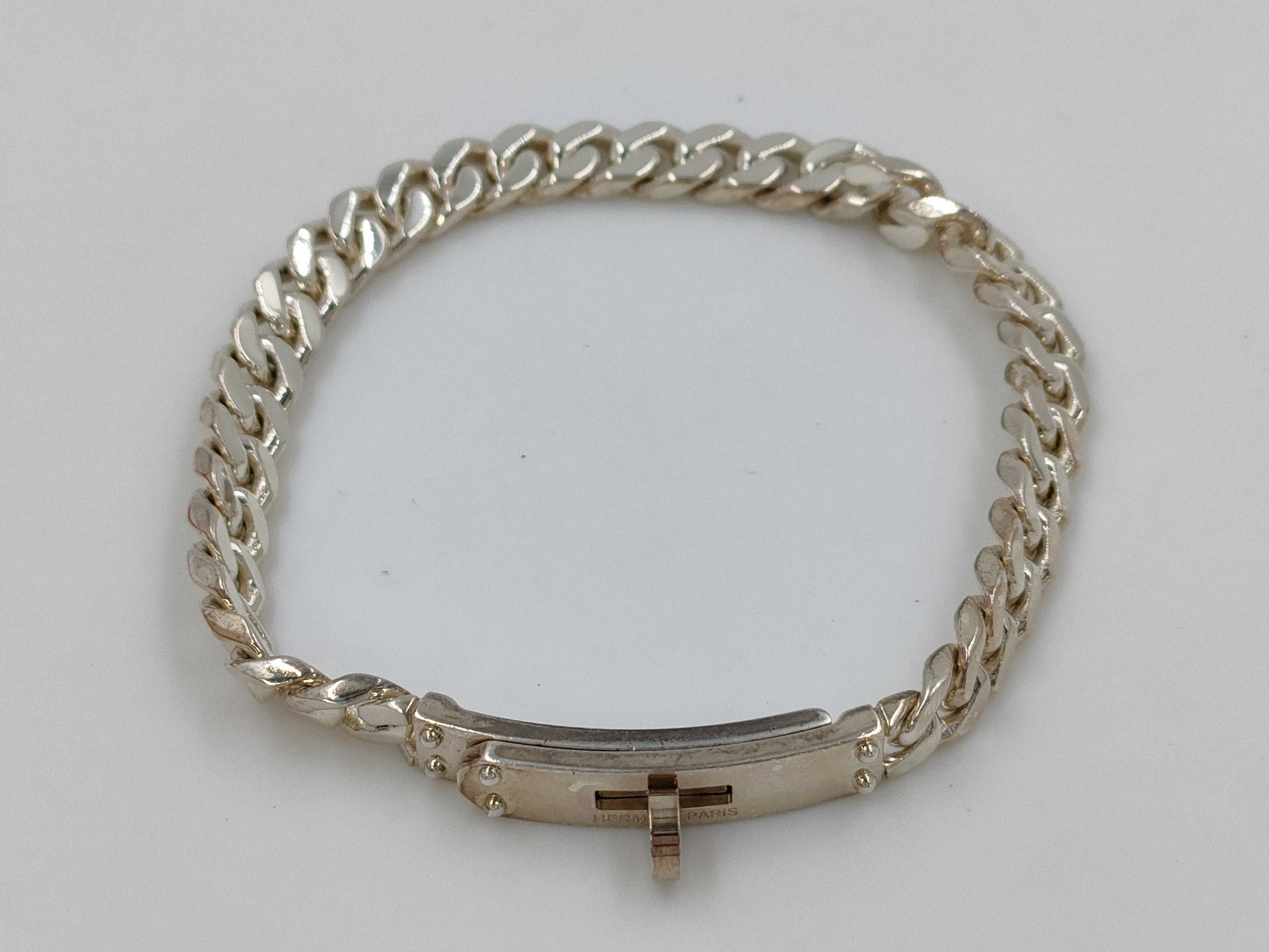 HERMES Kelly Gourmet Bracelet Silver Ag925 XL 20.5g Bracelet/Bangle