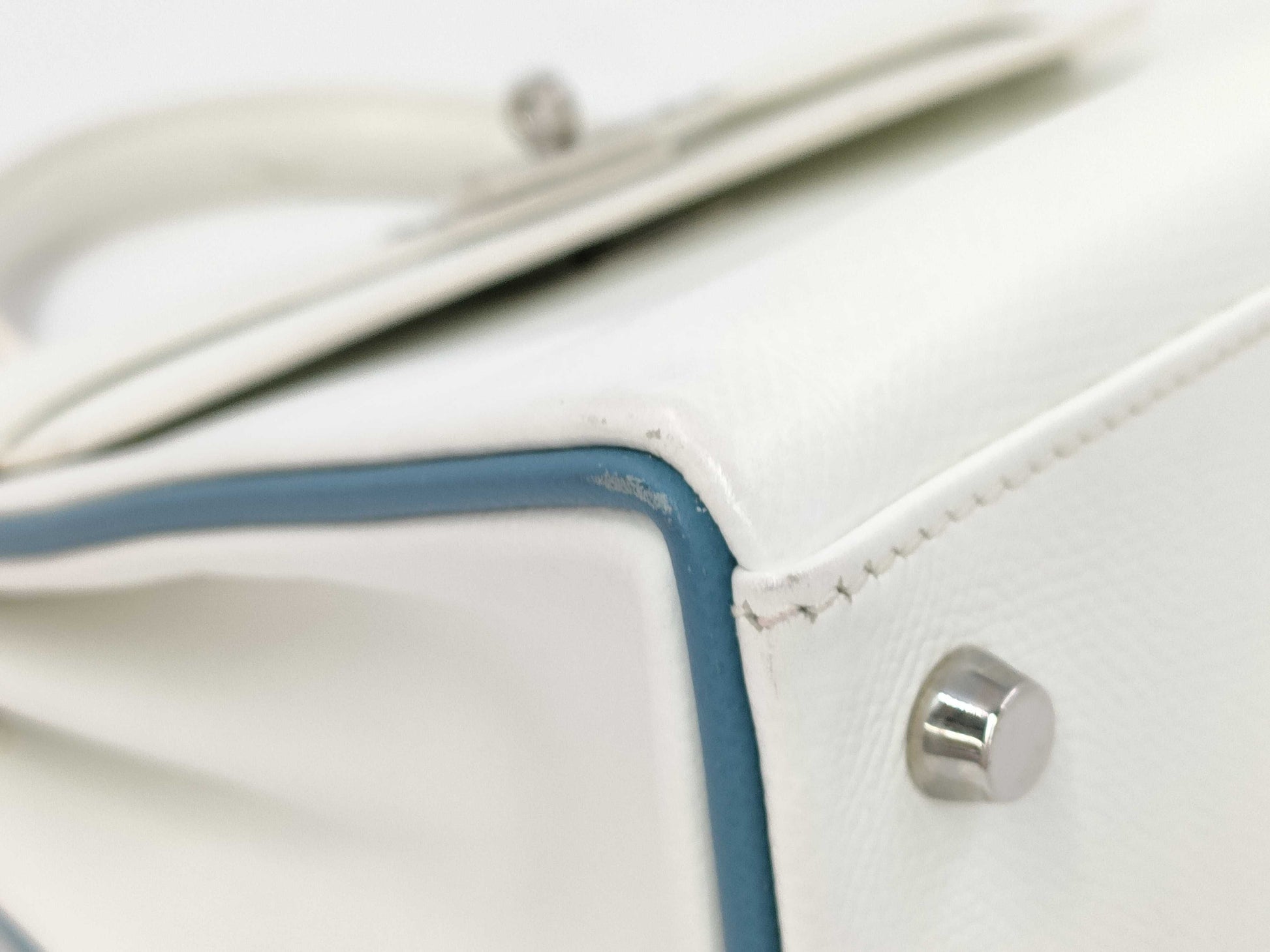 HERMES Kelly 28 Epson White SV Stamp □I Stamp Bag