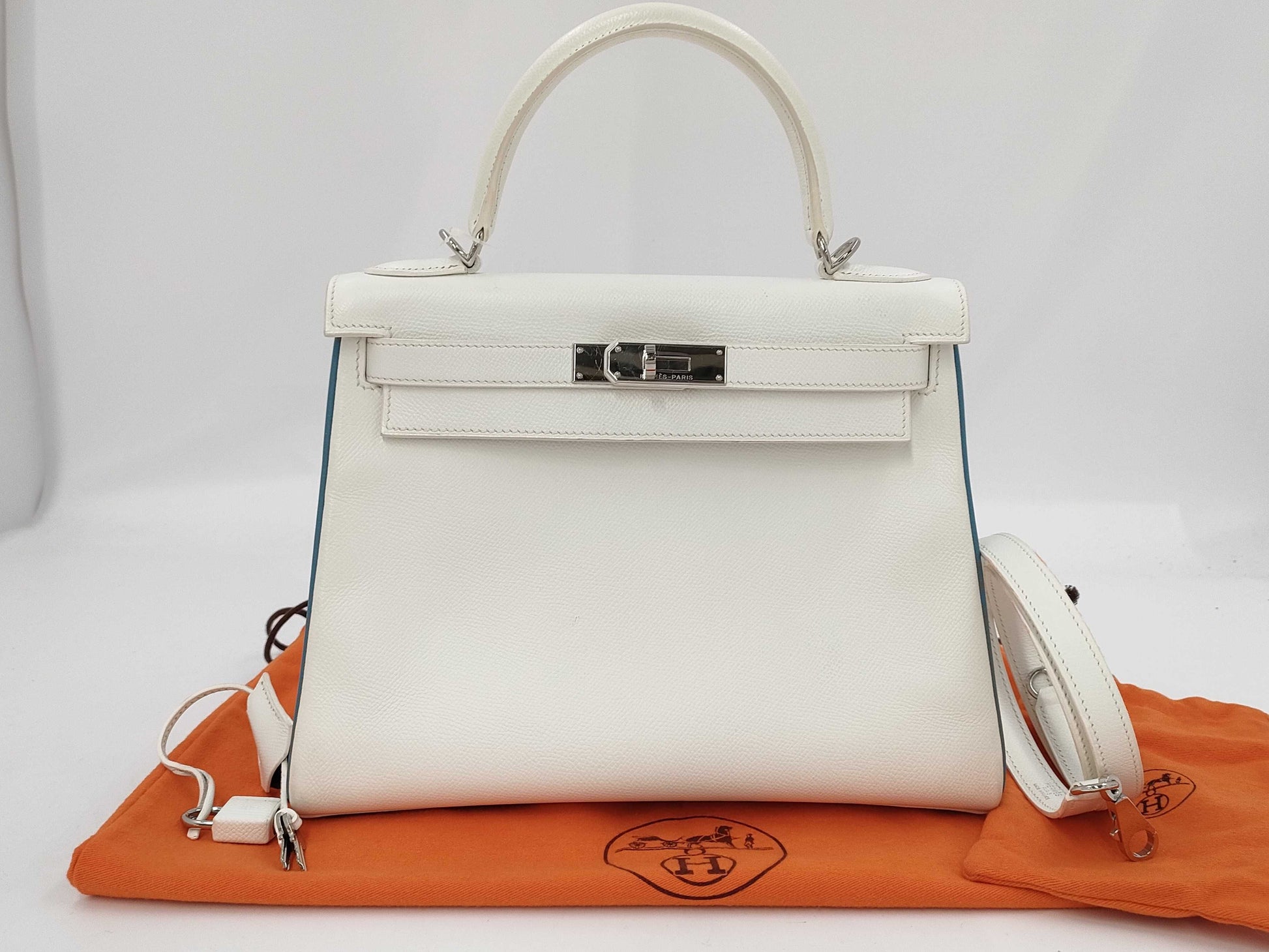 HERMES Kelly 28 Epson White SV Stamp □I Stamp Bag