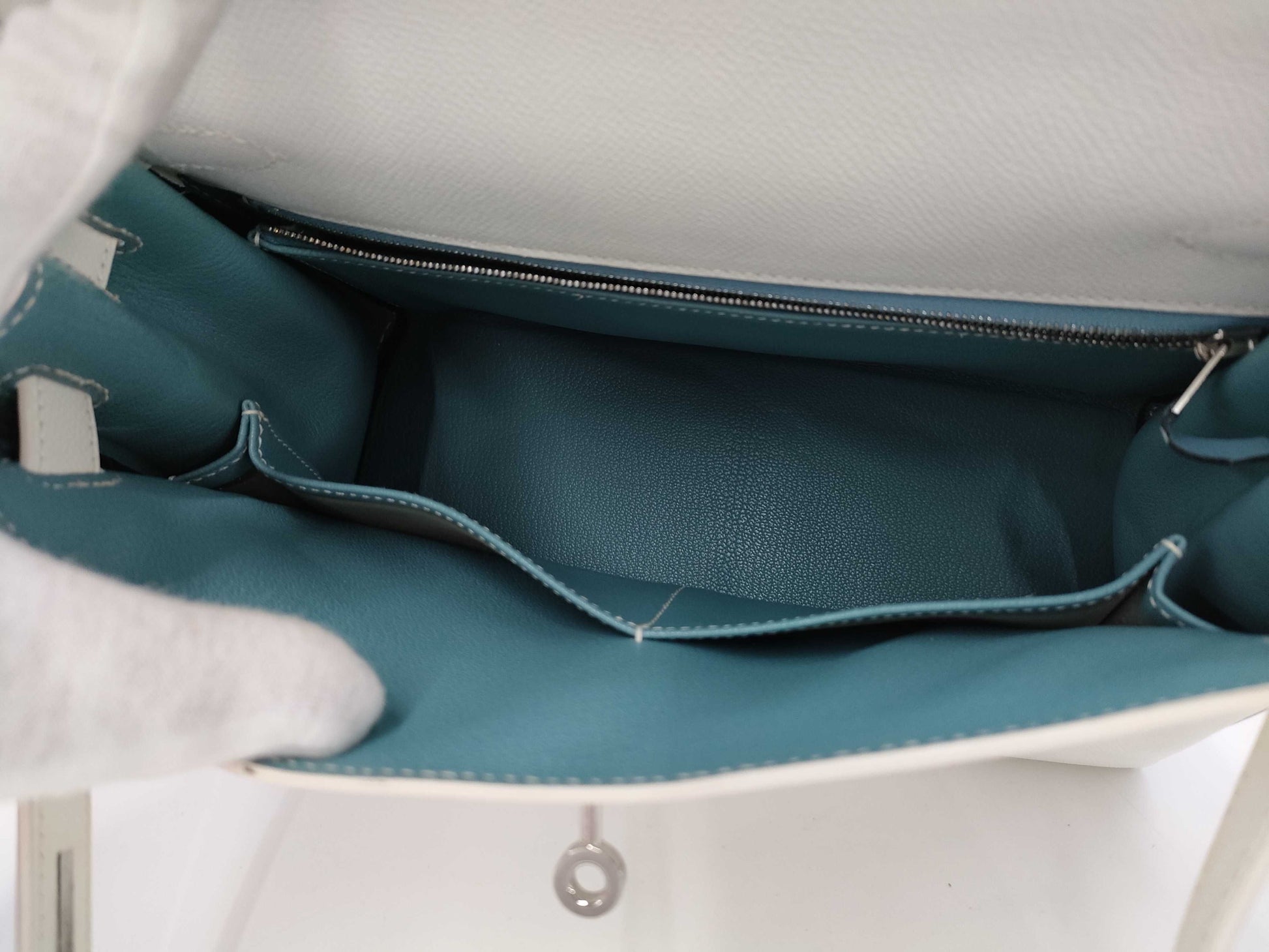 HERMES Kelly 28 Epson White SV Stamp □I Stamp Bag