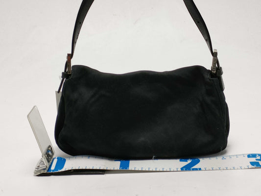 FENDI Mamma Nylon Black with Silver Hardware Shoulder Bag